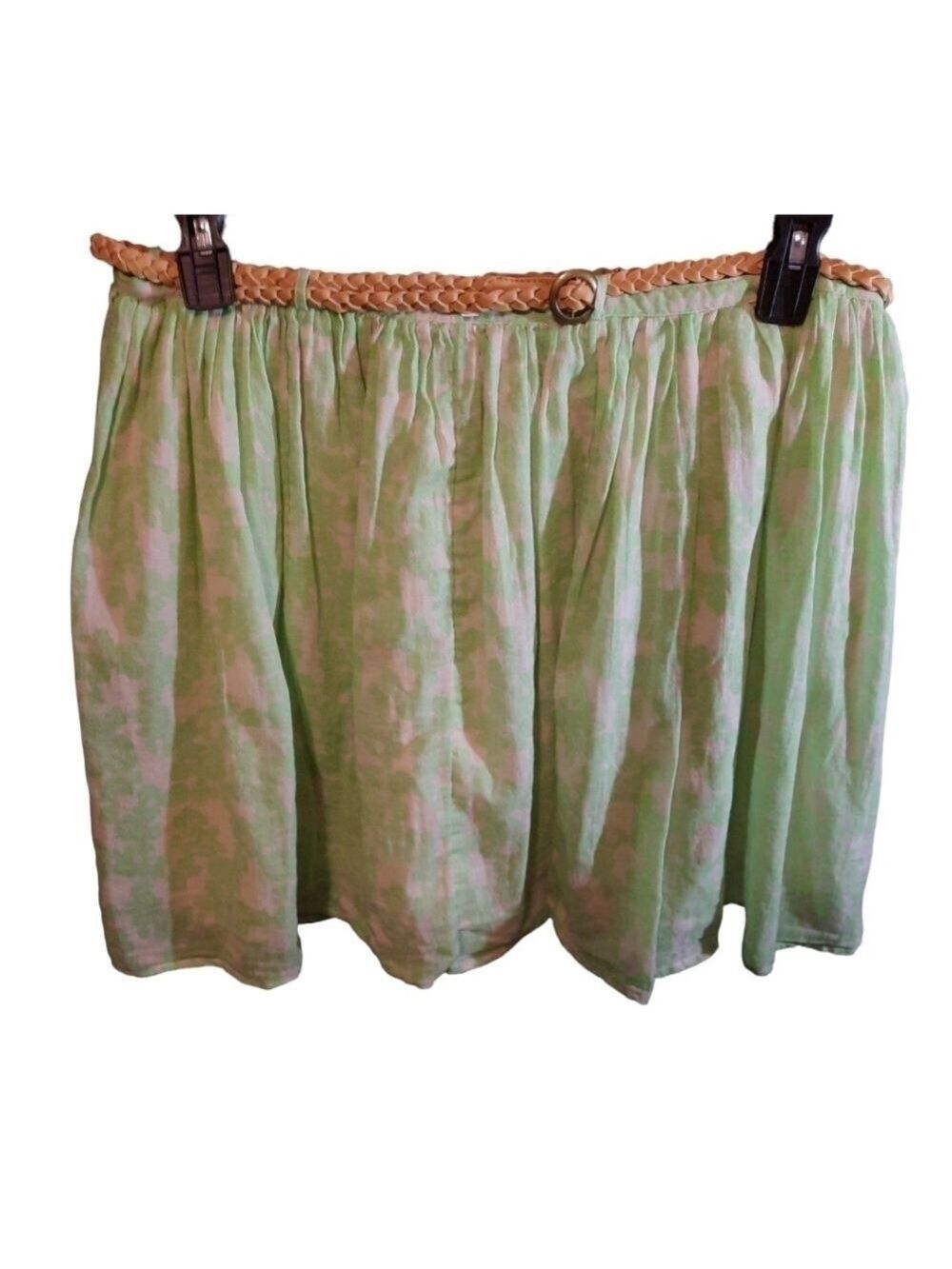 Old Navy Green Cream Skirt With Belt Size 10